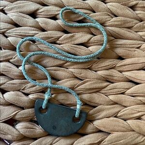 Clay Pendant Necklace with Knit Cord